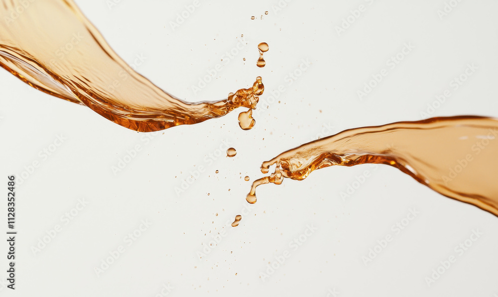 Poster dynamic collision of golden liquid in motion: a refreshing abstract expression of energy and vitalit