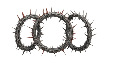 Two Thorned Circular Crowns Isolated on Transparent Background