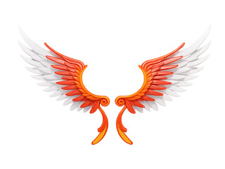 Fototapeta premium Artistic Illustration of Angel Wings with Feather Details transparent Background