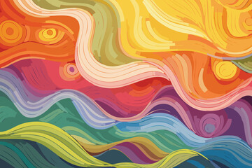 Vector Wavy Texture with Colorful Patterns in a Vibrant Abstract Background