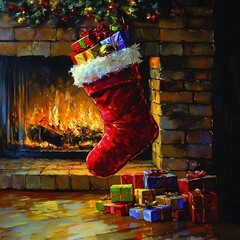 Plush Red Stocking Filled with Gifts