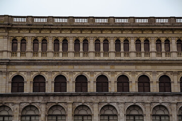 Architectural Details of Historic Building in City Center Captured During Overcast Afternoon