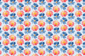 Watercolor Vibrant Flower Pattern Background with Artistic Floral Designs