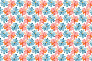 Watercolor Vibrant Flower Pattern Background with Artistic Floral Designs