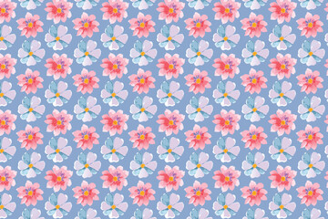 Watercolor Vibrant Flower Pattern Background with Artistic Floral Designs