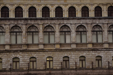 Architectural Details of Historic Building in City Center Captured During Overcast Afternoon