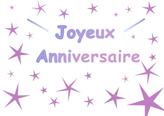illustration conception graphique joyeux anniversaire au couleur de même tons mauves lumineux en dégradés