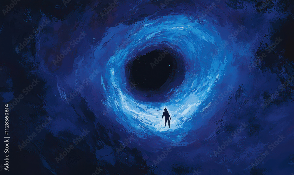 Aufkleber immersive exploration into the mystical blue vortex of the mind's cosmos: a journey into the unknown