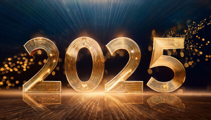 Happy New Year 2025 golden numbers on celebration background Complete with luxurious
