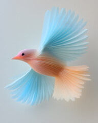 Fototapeta premium Colorful paper bird creation artistic studio sculpture vibrant environment aerial perspective paper art concept