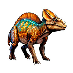 Fototapeta premium Full body protoceratops dinosaur drawing, isolated on white background