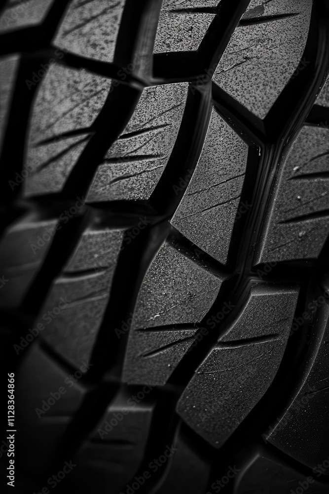 Poster exploring the intricate patterns and unyielding durability of modern tire treads: an insight into au