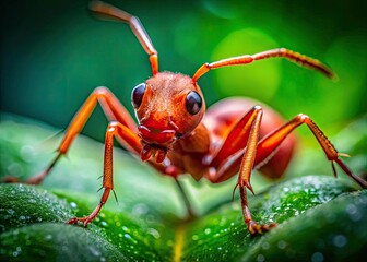 Fototapeta premium Red Ant 23: Macro Photography, Insect Closeup, Rule of Thirds Composition, Nature Photography, Wildlife Photography, Ant Colony