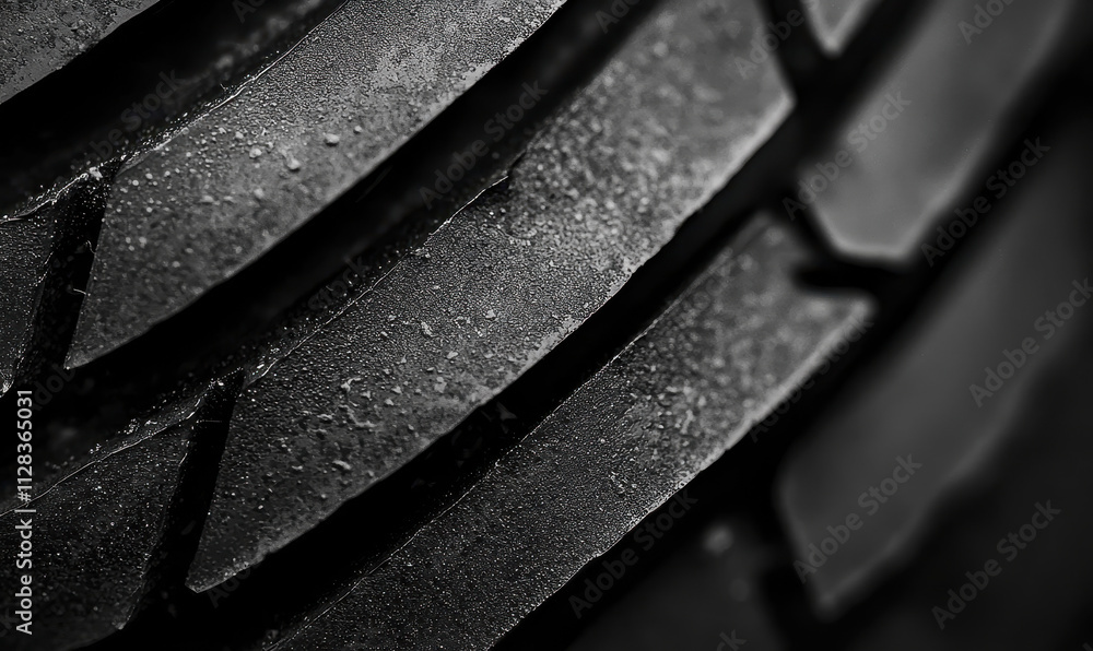 Poster explore the intricate textures and engineering of a vehicle tire for optimal grip and performance on