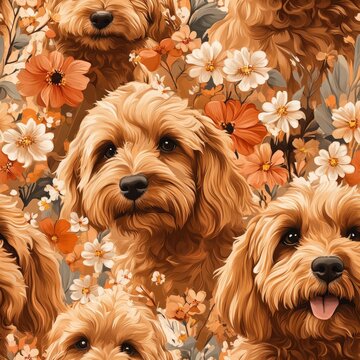 flover and dog pattern . ai generated