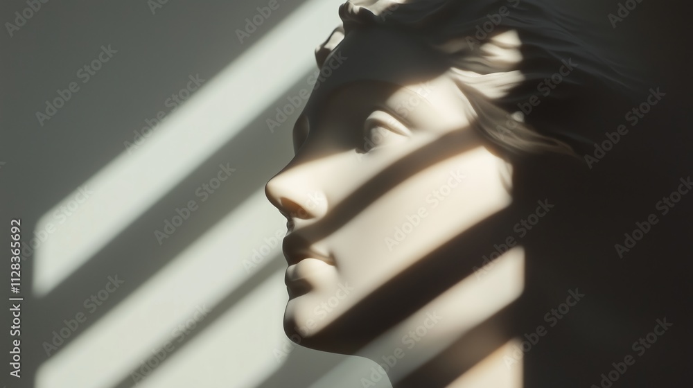 Aufkleber elegant sculpture illuminated by soft shadows in a minimalist setting highlighting the contours and 