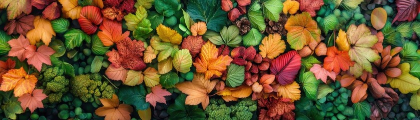 Fototapeta premium Stunning aerial view showcasing the vibrant colors of a maple forest in autumn.