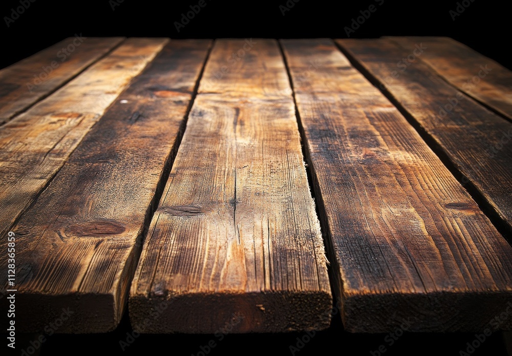 Poster rustic wooden table surface with warm tones and textured grain for background or design use in vario