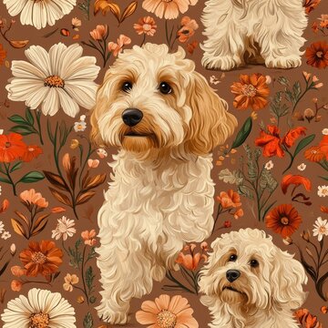 flover and dog pattern . ai generated