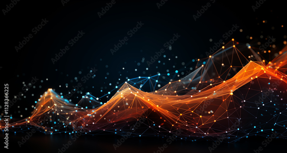 Poster network background with shine light of line and dot conncetion. abstract technology background