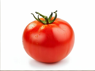 Ripe, red tomato isolated on white background, perfect for healthy salads and vegetarian dishes