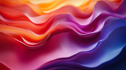 Fototapeta premium Colorful abstract waves flowing together in vibrant hues of red, orange, purple, and blue against a luminous background. Generative AI