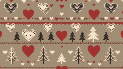 Cozy Winter Wonderland: Heartfelt Christmas Trees and Festive Patterns
