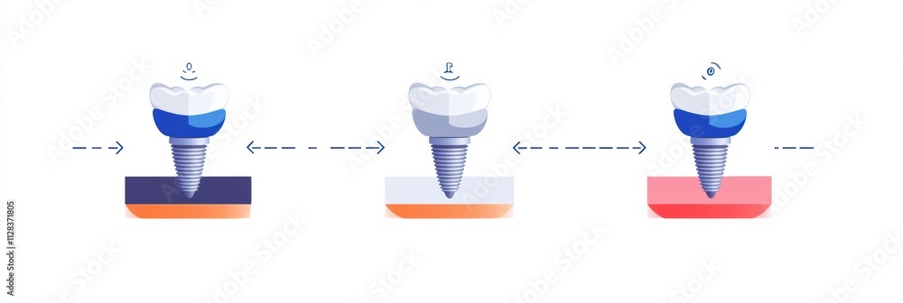 Poster three distinct stages of the dental implant procedure are illustrated, highlighting the process with