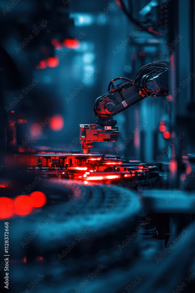 Poster advanced industrial robotics in modern manufacturing: rise of automated precision in high-tech engin
