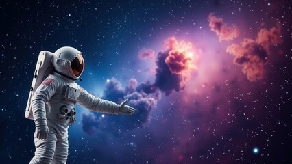Obraz premium Astronaut in Space: Exploring the Cosmos, Nebula, Stars, and Beyond - Perfect for Science, Exploration, and Adventure Themes