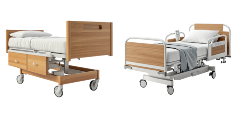 Hospital bedside isolated on transparent background, Set of