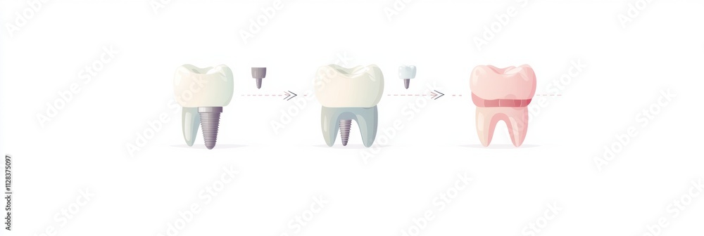 Poster visual guide showing the three stages of the dental implant process, highlighting progress toward th
