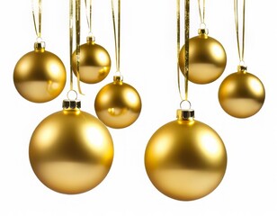 bolas de navidad doradas en fondo blanco