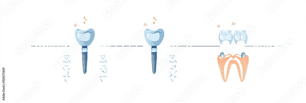 Poster the three stages of dental implant placement, emphasizing the procedure's clarity and patient unders