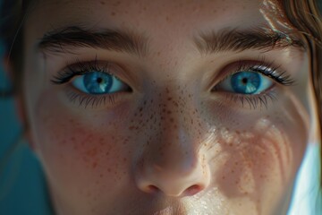 Fototapeta premium Blue eyed lady looking at camera