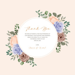 delicate brown blue floral watercolor frame