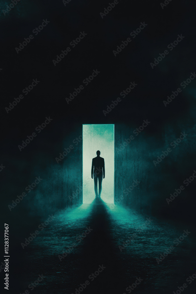 Poster exploring the enigmatic: a captivating journey into the unknown through a mysterious doorway