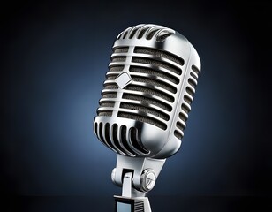 Vintage retro microphone on a black background for music and entertainment
