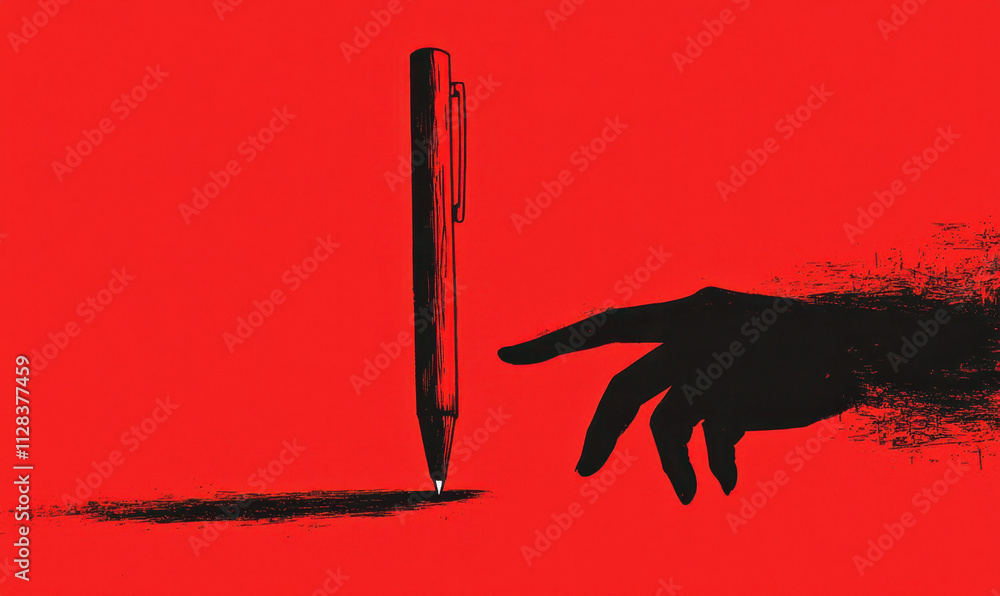 Poster exploring introspection: the bold expression of creativity through the minimalist contrast of red an