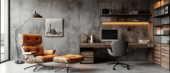 Cozy and Stylish Home Office with Modern Furniture and Decor