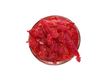 Beetroot, grated, ready to eat, on PNG background.