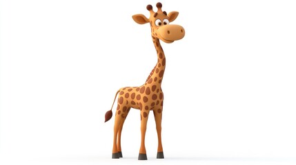 Obraz premium Cartoon giraffe with a friendly expression and spots