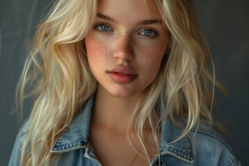 Naklejka premium Portrait of stunning blond student studio