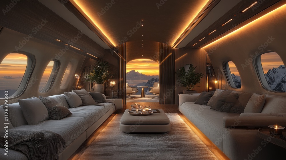 Poster rendering of a first class airplane chai