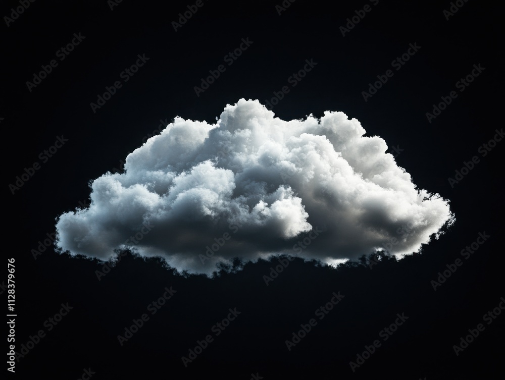 Poster dramatic isolated cloud on dark background with textured appearance and soft edges, ideal for atmosp