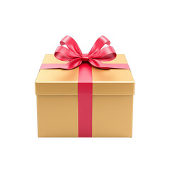 Fototapeta premium Tan Gift Box with Red Ribbon Festive Holiday Surprise Present
