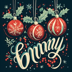 Family Name in Festive Holiday Ornament Font, Snowflakes
