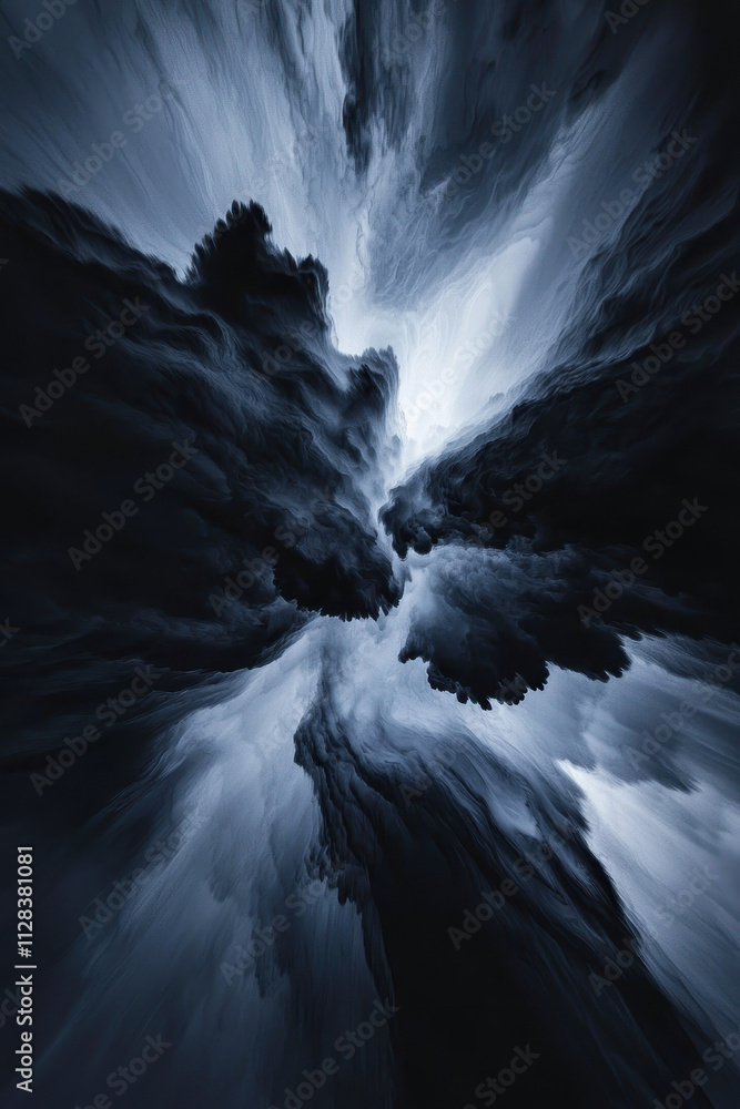 Poster ethereal vortex: captivating abstract dynamics in a surreal whirl of dark energy and expressive emot