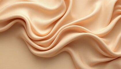 Fototapeta premium Elegant Flowing Satin Fabric Textile Close-Up Soft Cream Color Studio Setting Artistic Perspective Fashion and Design Inspiration