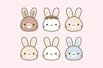 Bunny Faces A Cuteness Collection vector